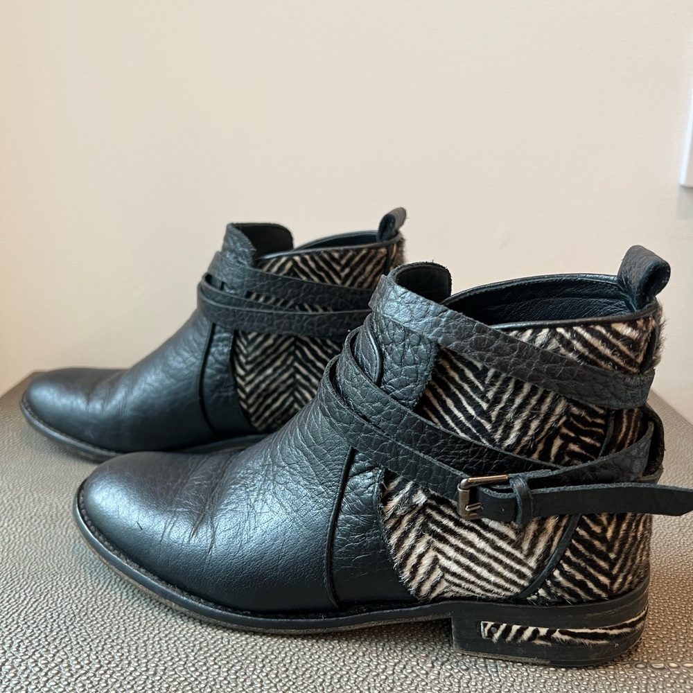 Freda Salvador Leather and Calfskin Ankle Boots